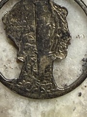1937 Cutout Mercury Dime Swinging Pendant Necklace Vintage Jewelry