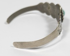 Vintage Nickel Silver Child’s Size Fred Harvey Era Faux Turquoise Cuff Bracelet