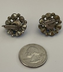Vintage MCM Prong Set Sparkling Blue Rhinestone Silvertone Screwback Earrings