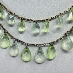 Light Green Faceted Teardrop Crystal Choker Layered Necklace Statement Jewelry