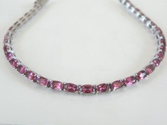 Sterling Silver 925 Rhodolite Pink Garnet Tennis Bracelet 8″