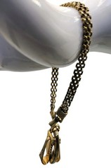 Vintage Gold Tone Watch Fob Charm Bracelet Victorian Revival Panther Mesh 7″