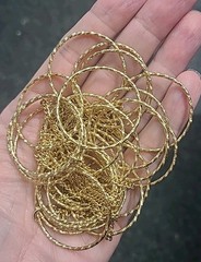 Goldtone Three Strand Necklace 16″+ With Faceted Loops Sparkly Glamorous Shiny