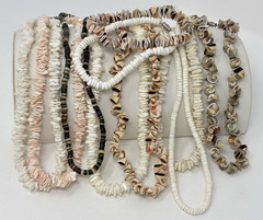 Vintage Y2K 90s Puka Shell Heishi Necklace Lot (10) Surfer Hawaiian Summer Beach