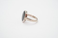 Vintage Sterling Silver 925 Mother Of Pearl Black Onyx Spinner Ring Size 7
