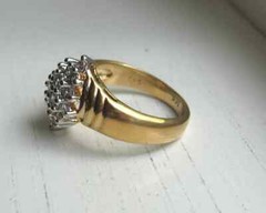 Vintage 14K 585 Solid Yellow Gold Diamond Cocktail Cluster Sz 7 Ring