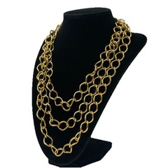 Multi Chain Necklace Gold Tone Linked Chunky Bold Layered 18 In