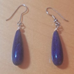 Vtg Lapis Lazuli Dangle Drop Earrings Stainless Ear Wire