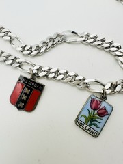 Vintage Monet Link Chain 835 935 Sterling Silver Travel Charm Necklace 28”