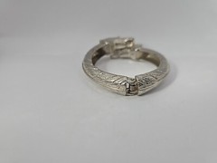 Silver Two Kissing ELEPHANT Heads Clamper Hinged Bracelet (SKU# 1923) BEAUTIFUL!