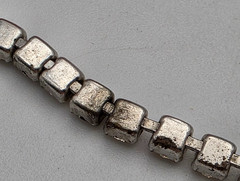 Silver Tone Rhinestone Tennis Choker 15in Box Clasp Square Set Vintage