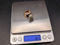 🔥 ANTIQUE 10K GOLD THICK BAND RING BRIGHT GALAXY BOULDER OPAL STONE 8.5 GRAMS