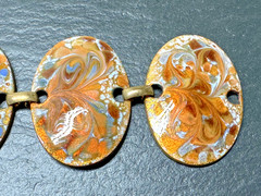MID-CENTURY MOD ENAMEL COPPER & ENAMEL OVAL LINK BRACELET BY INGA CARLSON M161