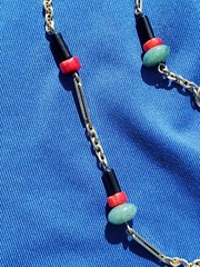 ORIGINAL Antique Deco Diamond Necklace Victorian Jade Onyx Coral Chain 14K GOLD