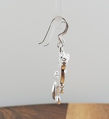 VTG 925 Gecko Lizard Earrings 1.5in Drop Sterling Silver 3gtw White MOP Inlay
