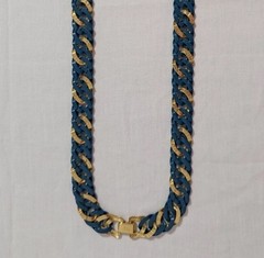 NAPIER-Vintage Necklace Teal Enamel Gold Tone Curb Chain 18” Signed