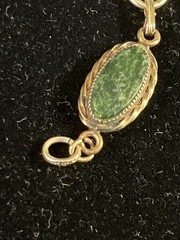 Vintage Sterling Silver Green Jade Jade Bracelet 7 1/2 Inches