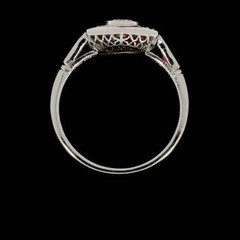 14K White Gold Over 2CT Round Lab-Created Diamond Vintage Ruby Engagement Ring
