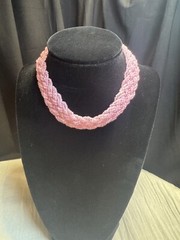 Elegant Vintage Pink Braided Style Statement Choker Glass Beads