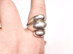 Vintage Modernist Sterling Silver 925 Twisted Dome Puffy Signed Ring sz 8.25