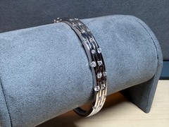 SW 925 Sterling Silver Flush CZ Cubic Zirconia Hinged Bangle Bracelet 7″ Inches