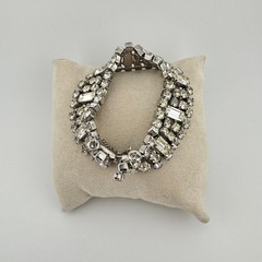 Vintage Signed WEISS Clear Rhinestone Bracelet 1950s Mixed Baguette round E