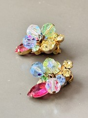Vintage Verified JULIANA D&E Pastel Glass Beads Bracelet Brooch Earring Set