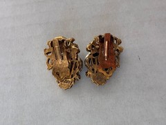 Vintage Mode Art Clip On Earrings Rhinestone Moonstone Arthur Pepper New York