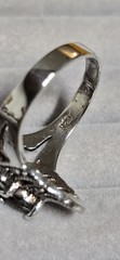 Vintage Art Deco Sterling Silver Marcasite And Garnet Marquise Shape Ring Sz 7