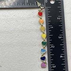 Earrings Rainbow Hearts Long Gold Tone Dangle Metal Pierced Jewelry