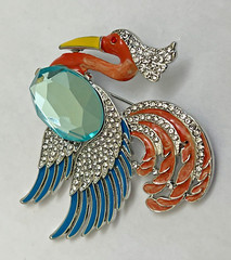 Parrot Bird Crystal Rhinestone Brooch Peacock Pin Enamel Vintage Jelly Belly