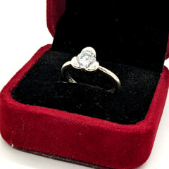 Vintage Elegant RING Silver 925 with Bright Stone -size: 6.5US (16.7mm)| UA #126