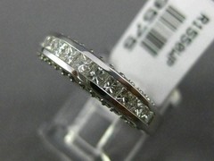 ESTATE .99CT ROUND & PRINCESS DIAMOND 14K WHITE GOLD 3D WEDDING ANNIVERSARY RING