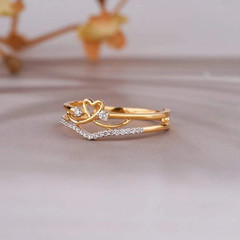 Pure 10K Yellow Gold FN Round Cut 0.24TCW White Moissanite Heart Design Ring