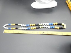 Beaded Necklace 24″ Graduated Faceted Plastic White Black Blue Yellow Green