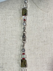 Vintage Glass AB Beads & Czech Glass Beaded Necklace Hand Strung