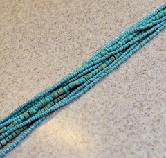 Southwestern 10 Strand Green Blue Seed Bead Beaded 46in Necklace Vintage