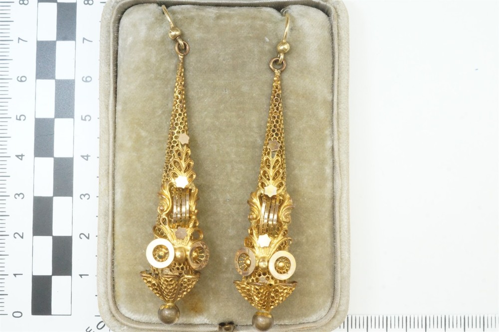 ANTIQUE ENGLISH GEORGIAN PINCHBECK LONG DROP EARRINGS STARS Etc.