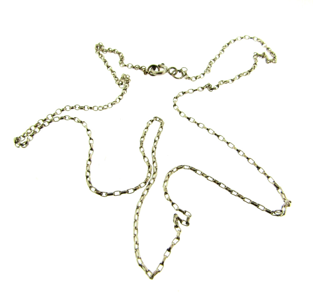 Sterling Silver Oval Link Chain Necklace 2mm 19 inch 2.21g