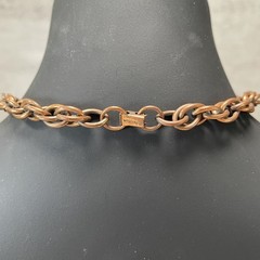 VTG REBAJES Artisan Stunning Signed Copper Oak Leaves Round Pendant & Chain 22″