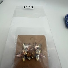 J.Crew Earrings Gold Tone Multicolor Rhinestone Pierced Signed 1.25″