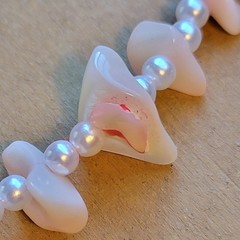 Rare 56in Pink Mother Of Pearl Polished Shell Single Strand Beaded Necklace