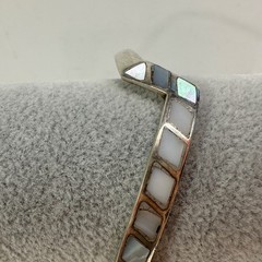 Navajo Flush Mount Mother of Pearl 925 Sterling Silver Cuff Bracelet