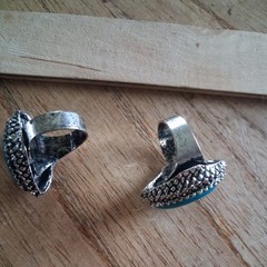 Vintage boho , adjustable faux turquoise ring. substantial weight