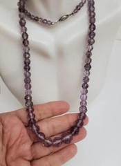 Victorian Hand Carved Faceted Amethyst Bead Necklace