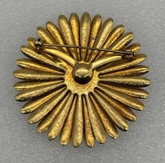 Vintage Enamel Daisy Brooch Double Petals Abstract Color Print 1960s, Not Signed
