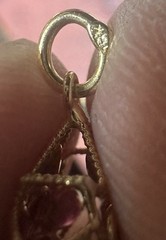 Vintage 18K Yellow Gold Mughal Ruby Star Charm Pendant 750 Indian Double Sided