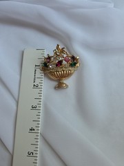 1947 Coro Pegasus Fruit Flower Basket Urn Pin Brooch Rhinestones