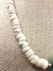 Vtg. ’70s Puka Shell & Turquoise Nugget Necklace 15.5″ Surfer California Hawaii
