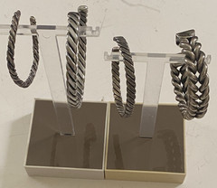 Lot of 4 Vintage Sterling Silver Twisted Rope Cuff Bracelets Size 6 & 7 (92.45g)